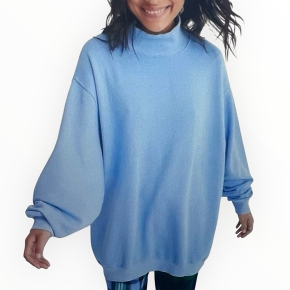 Aerie Oversized Mock Neck‎ Women's Blue Pullover Tunic - Picture 1 of 3